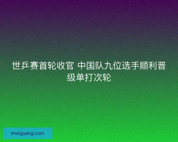 世乒赛首轮收官 中国队九位选手顺利晋级单打次轮